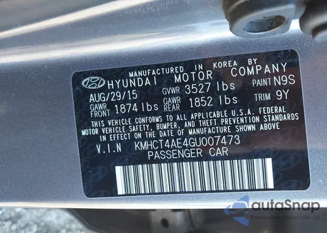 2016 Hyundai Accent Se z USA, uszkodzony, nr VIN KMHCT4AE4GU007473